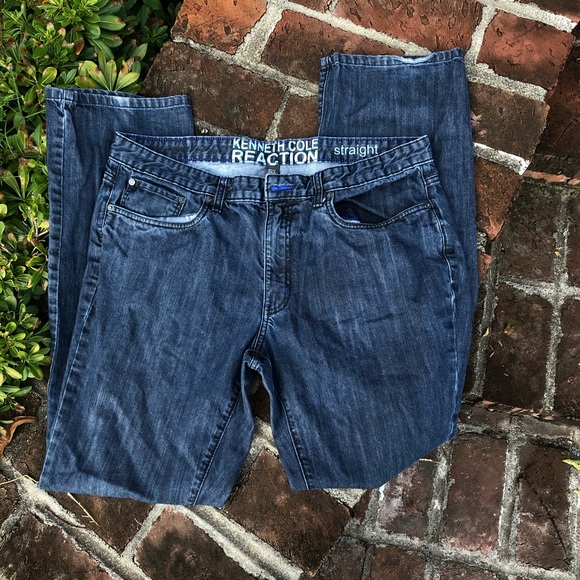Kenneth Cole dark wash straight leg jeans sz 36/34 - Picture 3 of 6